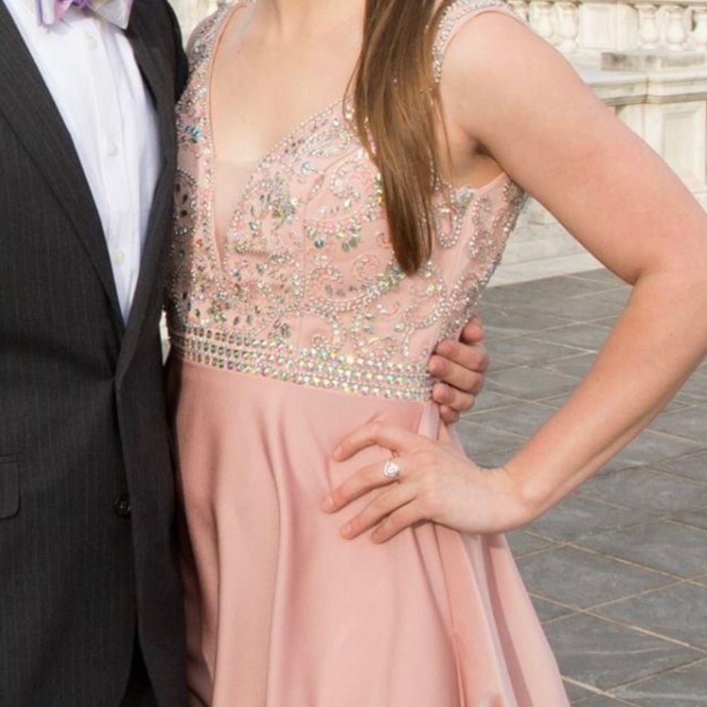 Pink beaded formal dress